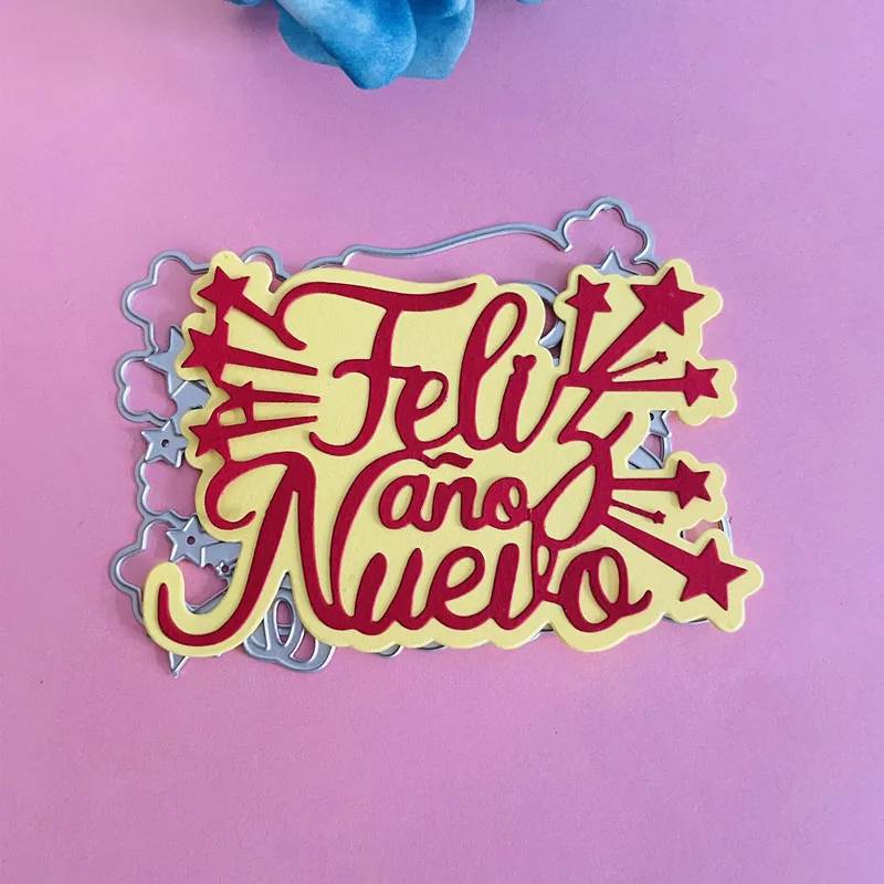 Troqueles de corte de Metal para decoración de álbum de recortes, tarjetas de papel en relieve, artesanía hecha a mano, feliz ano, nuevo, Español