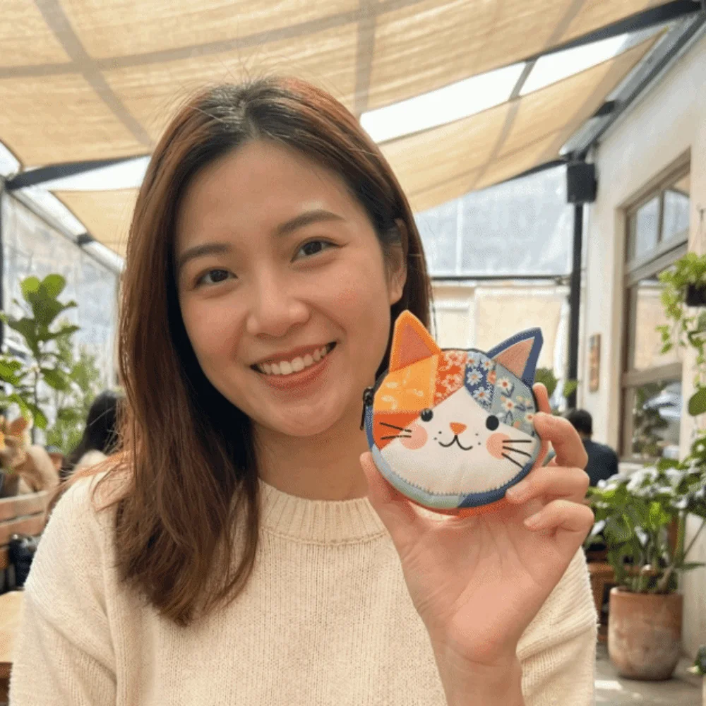 

Portable Patchwork Coin Purse Zipper Design Cute Pattern Cat Storage Case Small Size Large Capacity Stationery Pouch Gift Giving