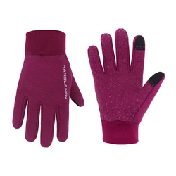 HANDLANDY purple fleece warm lining touching screen Silicone Grip jogging running winter bike bicycle cycling gloves for women