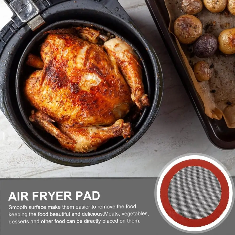 1/3PCS Round Silicone Baking Mat Perforated Non-Stick Baking Sheets Reusable Baking Pad for Pizza Bread Cake Pan Air Fryer Oven