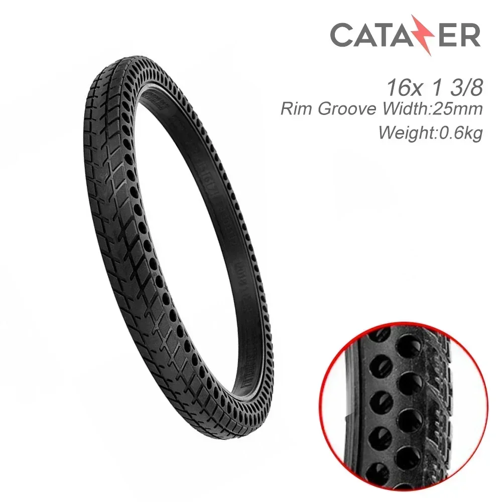 bicycle Tires 16 Inch Non-pneumatic Airless Ever Tire Perforated Shock Absorbing Tyre Explosion-Proof Solid Tires 16*1 3/8