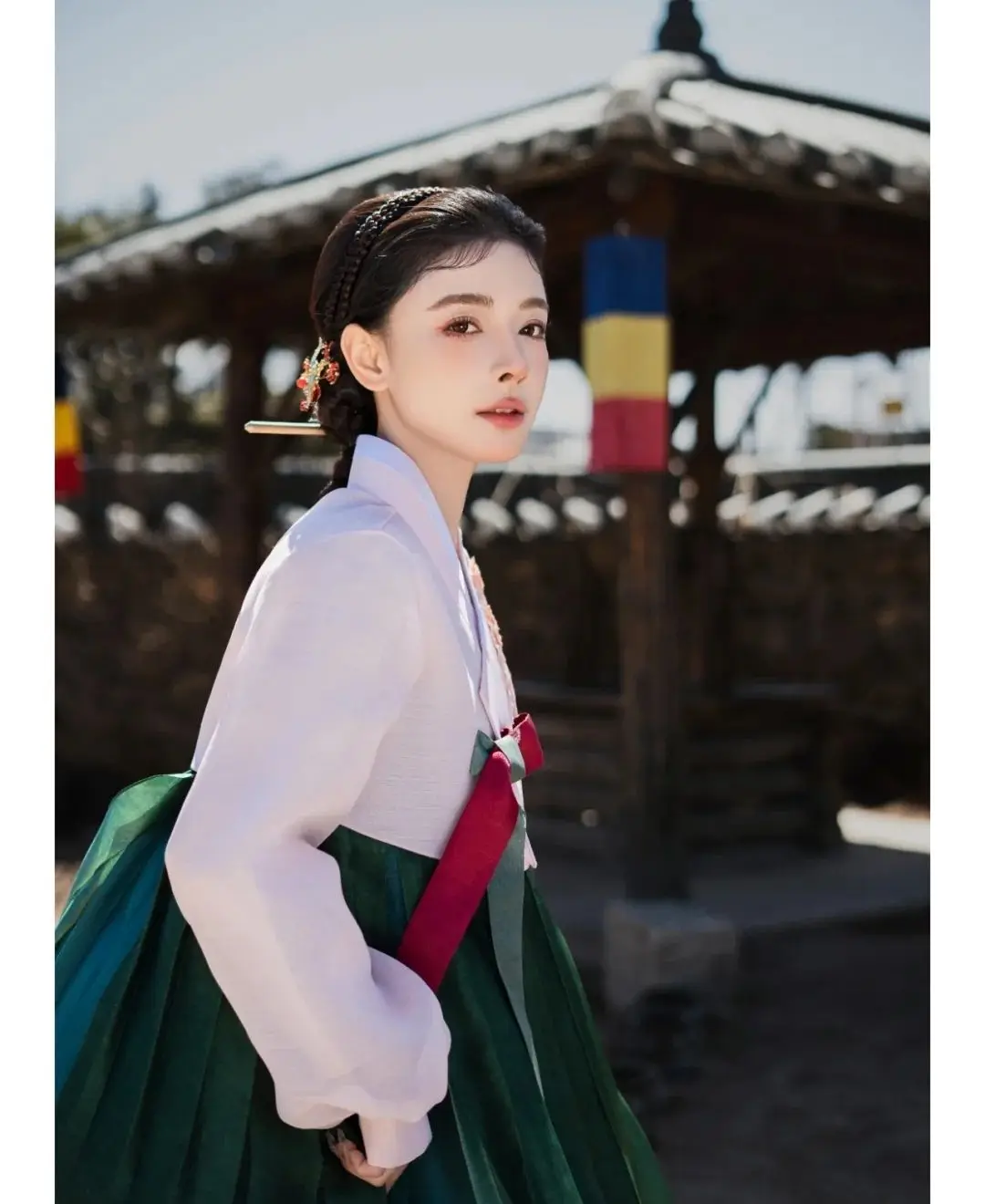 Costumes de spectacle Hanbok vert, robe de cour traditionnelle coréenne pour femme, Costumes de danse coréenne de minorité ethnique, nouvelle collection