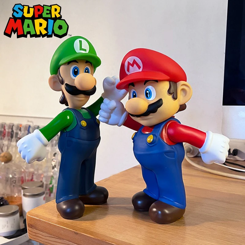 

23cm Super Mario Bros Action Figure Model Doll Collection Toys Luigi Yoshi Bowser Anime Peripherals Ornaments Children Gifts