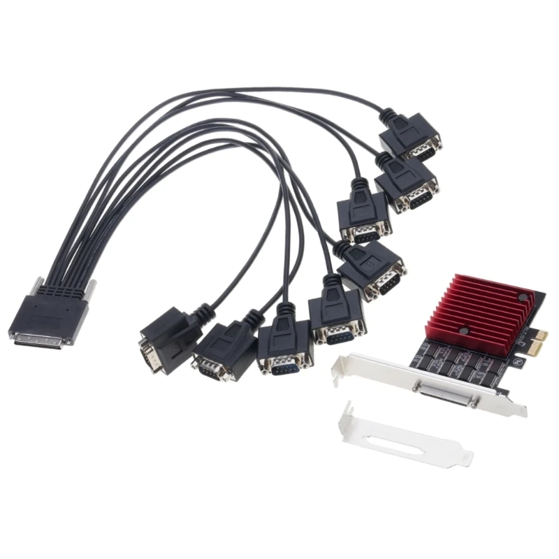  PCIE to 8 Port RS232 Serial Card Adapter Expansion Adapter Card Accessories