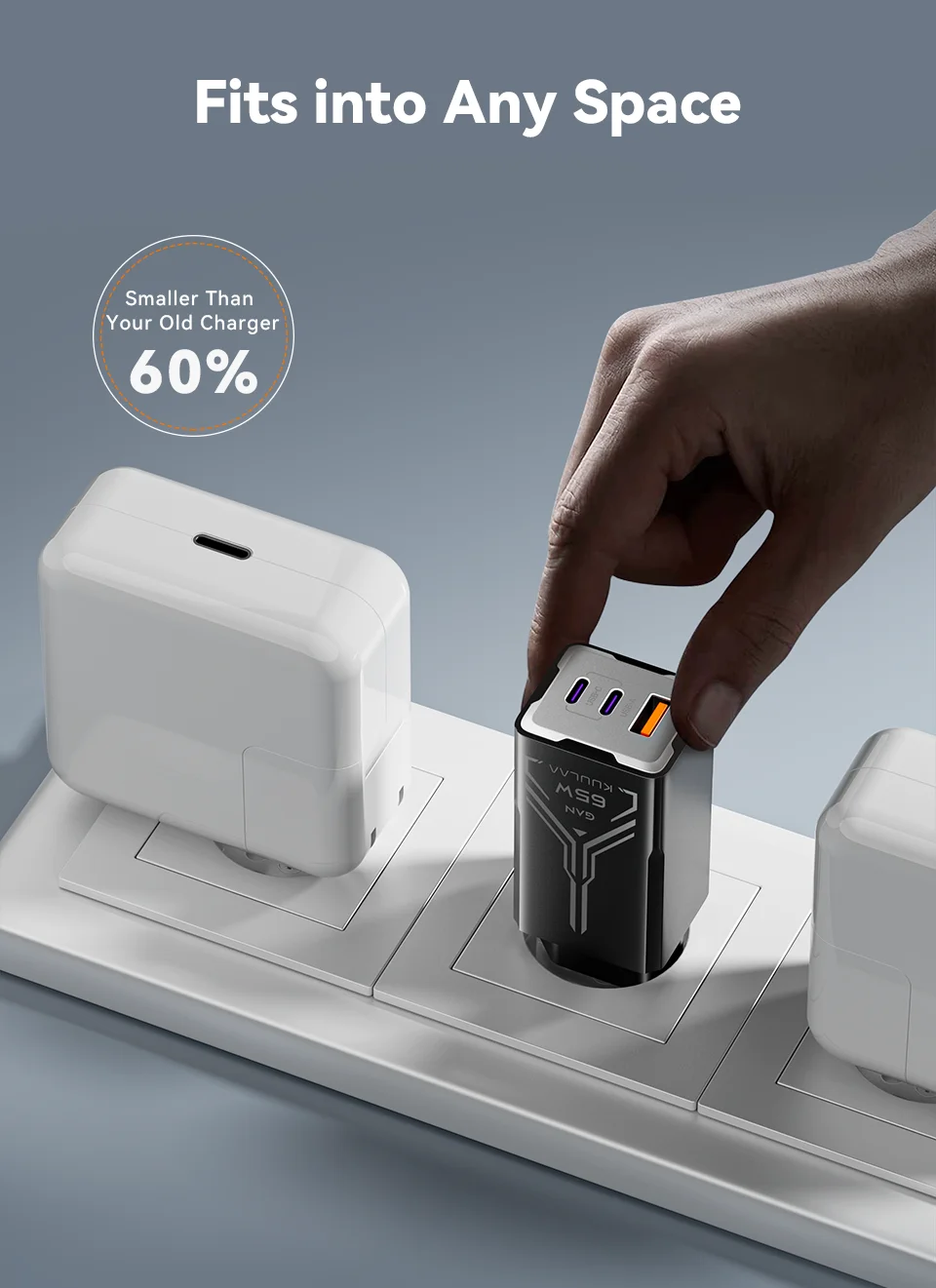 KUULAA 65W GaN Ladegerät Typ C Quick Charge 4.0 3.0 PD USB-Ladegerät für iPhone 16 15 14 Pro Max Schnellladegerät für Laptop PD-Ladegerät – Detail 6