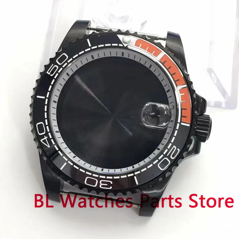 BL 40mm Black PVD  Sapphire Glass Black White Chapter Ring Fit NH35 NH36 ETA2824 Seagull ST2130 PT5000 Movement