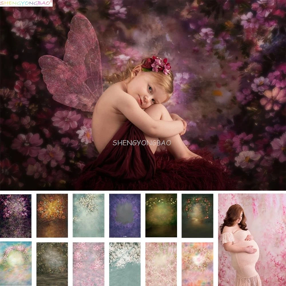 

Vintage Abstract Gradient Background Birthday Party Decoration Pregnant Flower Retro Portrait Family Photography Backdrop RO-06