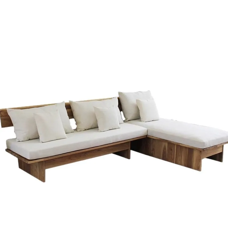 

Nordic solid wood sofa small apartment sofa chair bedroom balcony leisure living room back chair retro bed and breakfast sofa