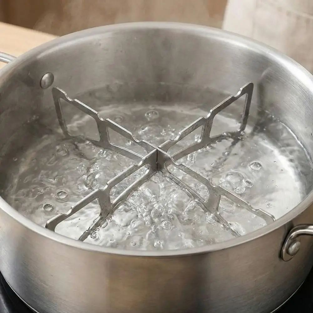 

Portable Stainless Steel Cross Steaming Rack Compact Heat Insulation Stove Rack Folding Cooking Stand Outdoor