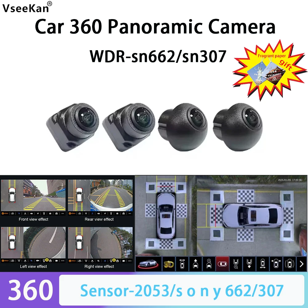 

662 3D 360 Panoramic Car Camera WDR 8K AHD1080P sn662 sensor For Android 360APP Night vision Antifreeze for Winter Spring
