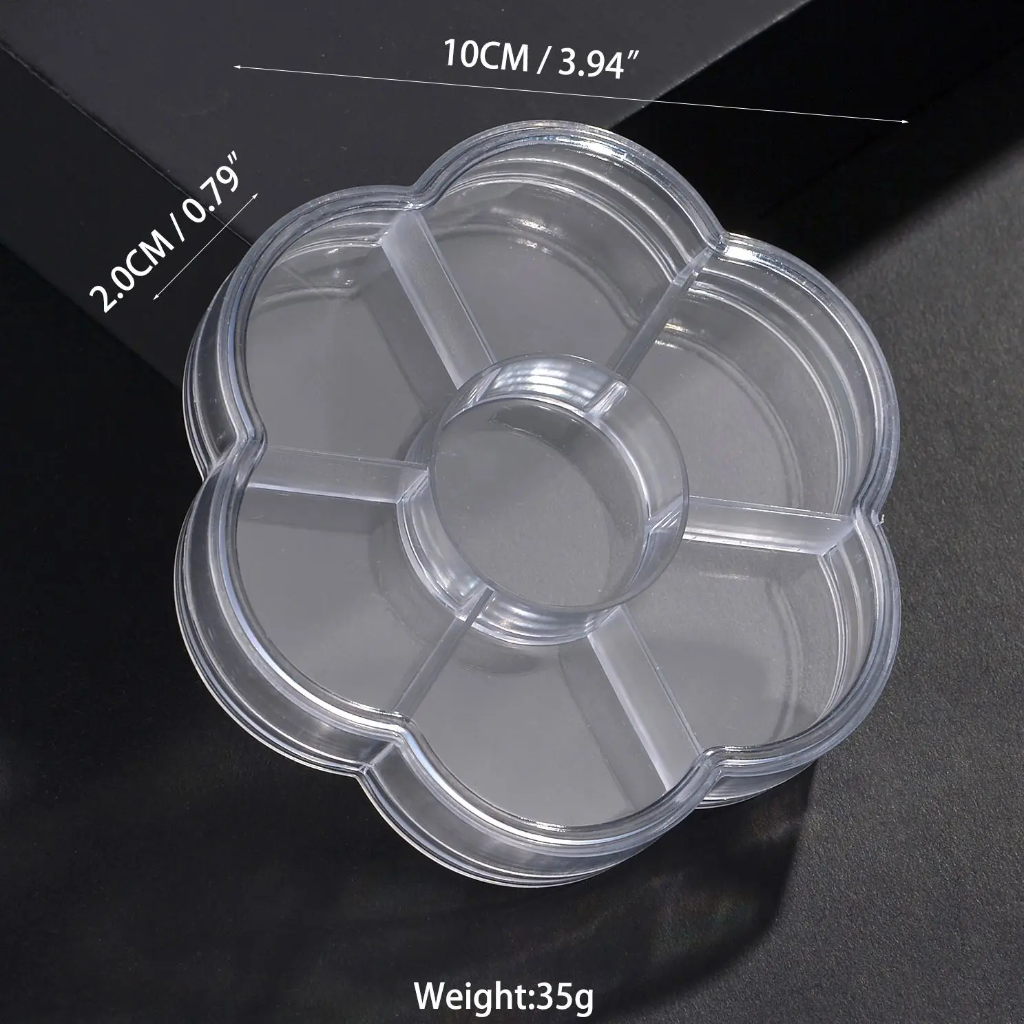 10*2mm New 7 Grids Plum Blossom Shape Transparent Storage Box Beaded Jewelry Needle Thread Plastic Boxes Bins