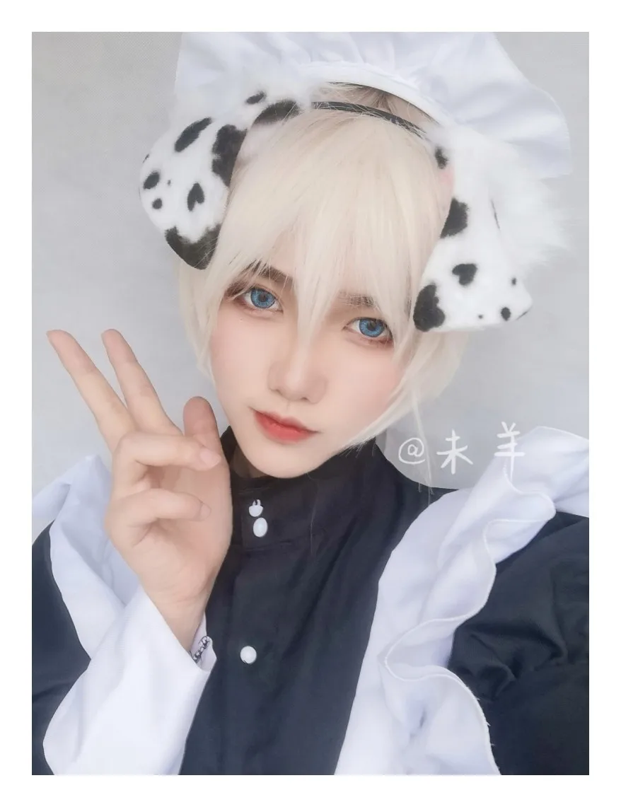 Travail fait à la main blanc noir tacheté oreilles de chien cerceau de cheveux noël Cosplay fête pli Style bandeaux bandeau chapeaux accessoires