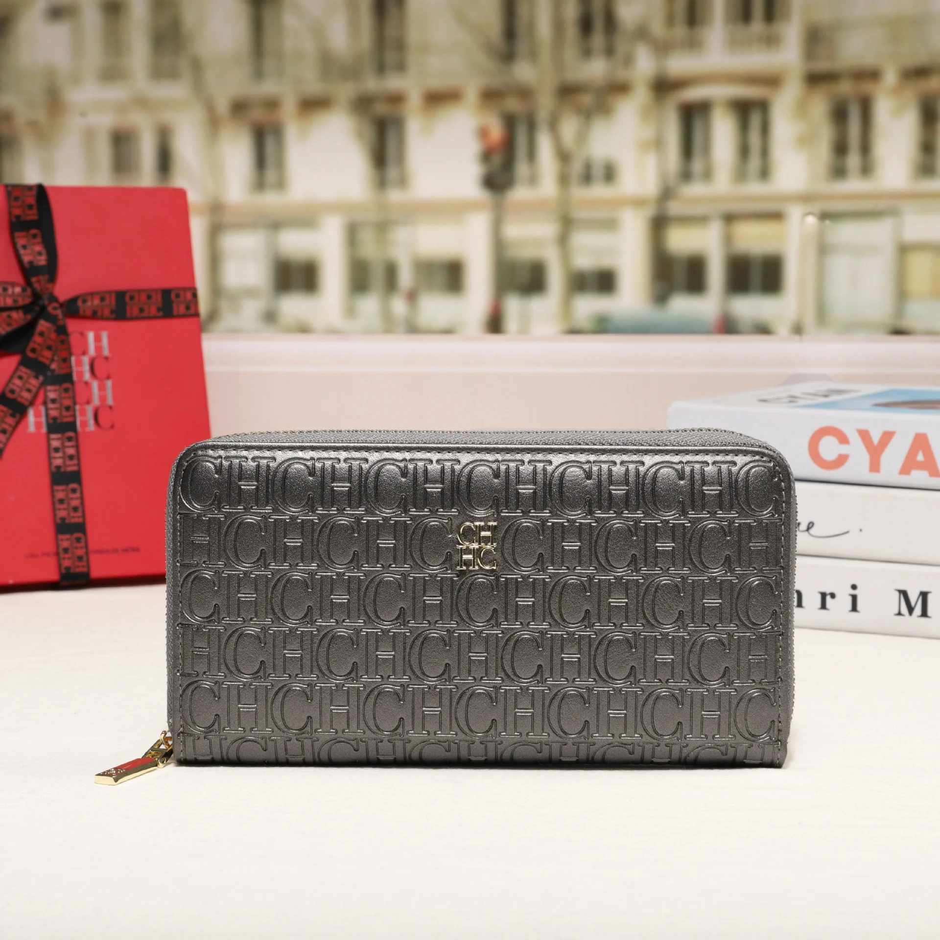 Women'S Bags New Collection - กระเป๋าสตางค์ซิปคลาสสิกสำหรับผู้หญิง หนังแท้ ปั๊มลายโมโนแกรม สีทอง กระเป๋าคลัทช์ทรงยาว แฟชั่น