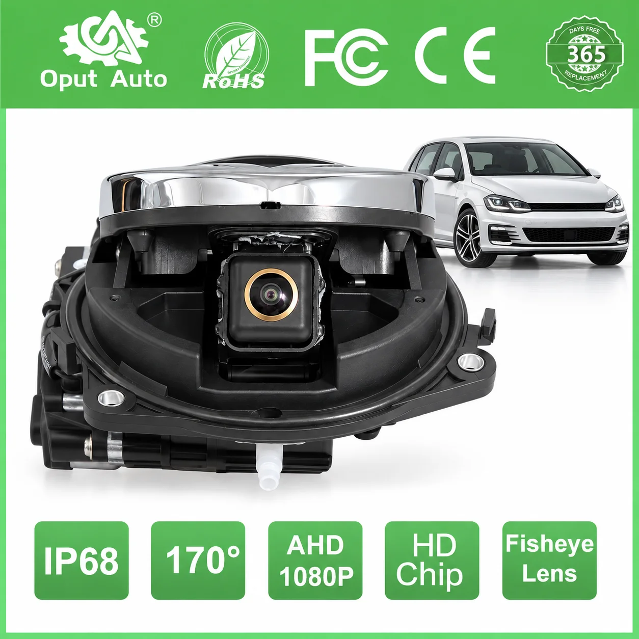 170° AHD 1080P Flip Emblem Reverse Camera for Golf 6 Sportsvan Passat B6 B7 B8 CC Magotan B6 B7L B8 Beetle T‑ROC Lamando EOS GTI