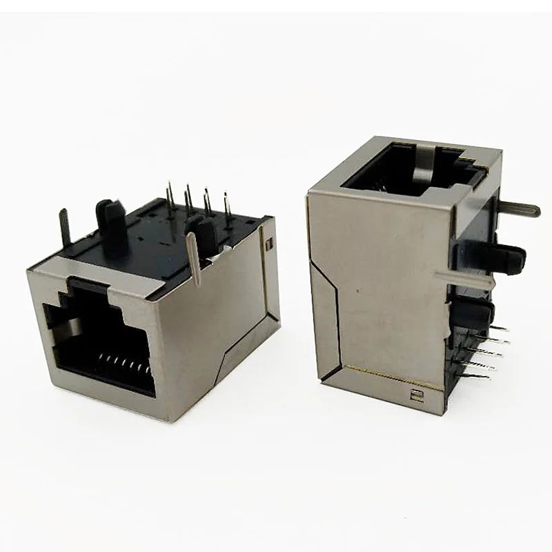 Conectores RJ45 com plugue modular fêmea 8P8C blindado, tomada de rede 5921, pé dianteiro, 4,57mm, 10pcs