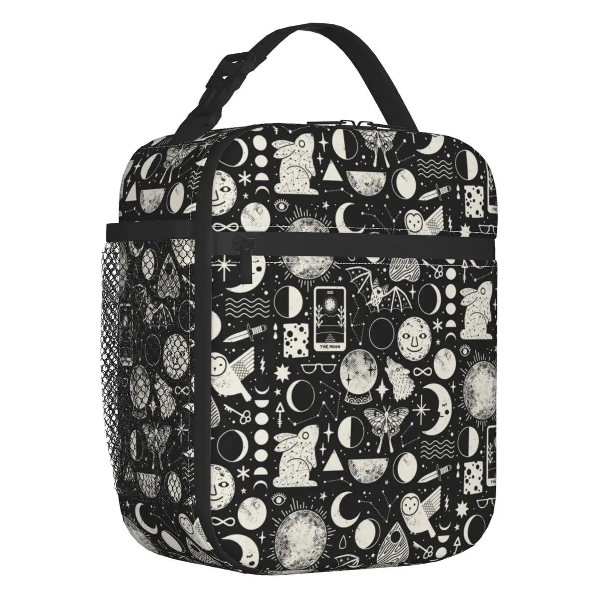 Celestial Space Lunar Pattern Moon Eclipse Insulated Lunch Tote Bag Halloween Witch Portable Thermal Cooler Food Lunch Box Kids