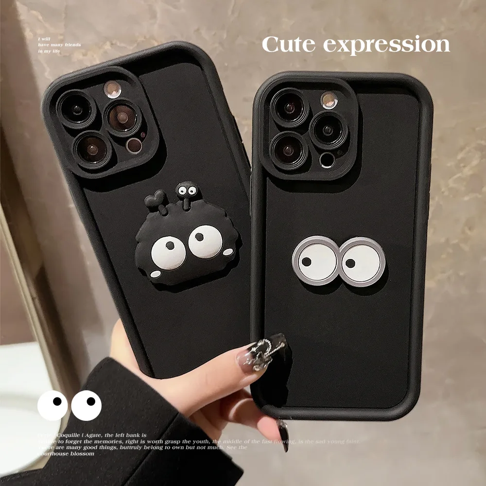 For phone 15 mobile phone case for phone14promax stereoscopic black briquettes 13 cartoon personality 11 all-inclusive XR set