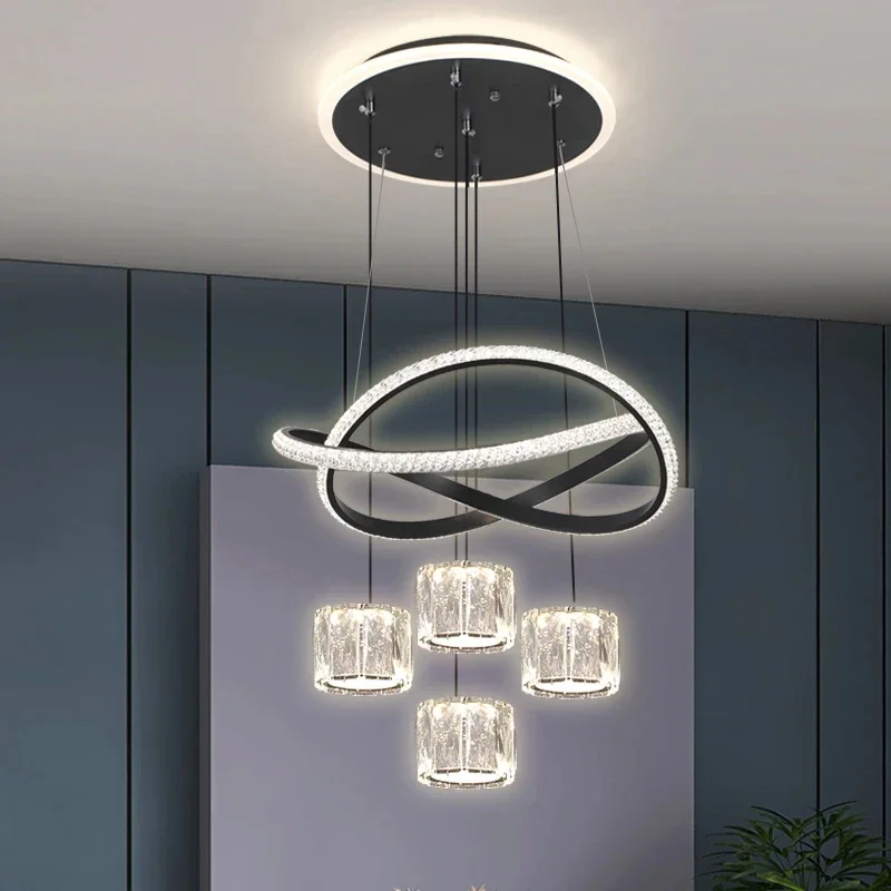 TechHP4 Head Modern Luxury Crystal Chandelier LED Lamp Nordic Restaurant Indoor Lighting Pendant
