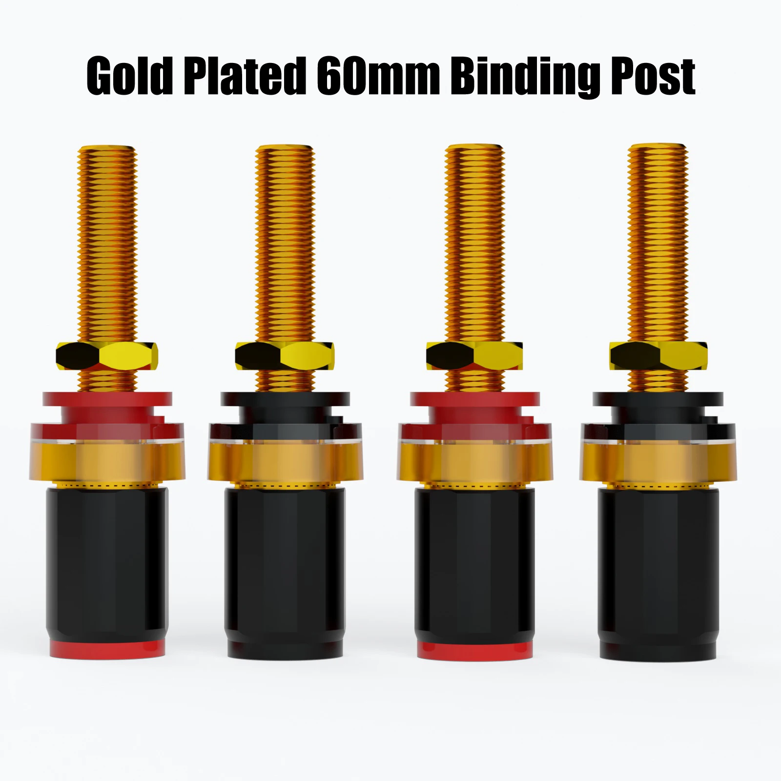 Speaker Terminal Binding Post 60mm Banana Plug Jack Panel Mount Connector Brass Socket 24K Gold Plated for Loudspeakers