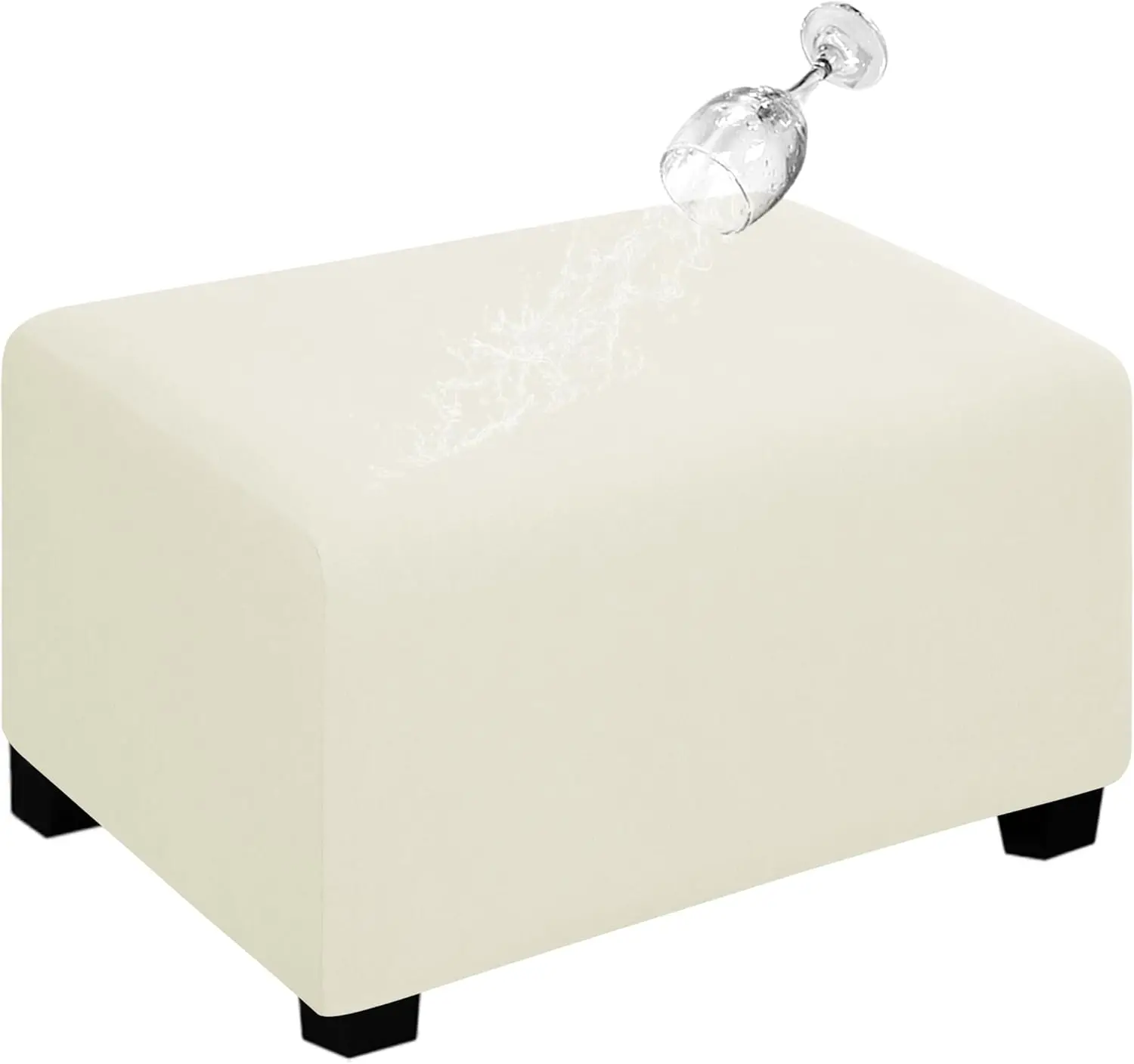 

100% Dual Waterproof Stretch Ottoman Cover Rec Folding Storage Stool Furniture Protector Soft Slipcover For Living Room With