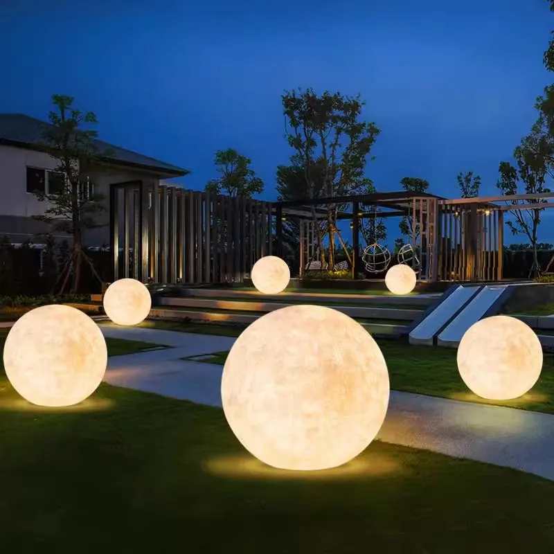 Moon IP65 Waterproof Outdoor Bamboo Floor Lamp LED Light Source Solar Charging for Garden Lawn Atmosphere with Bamboo Body