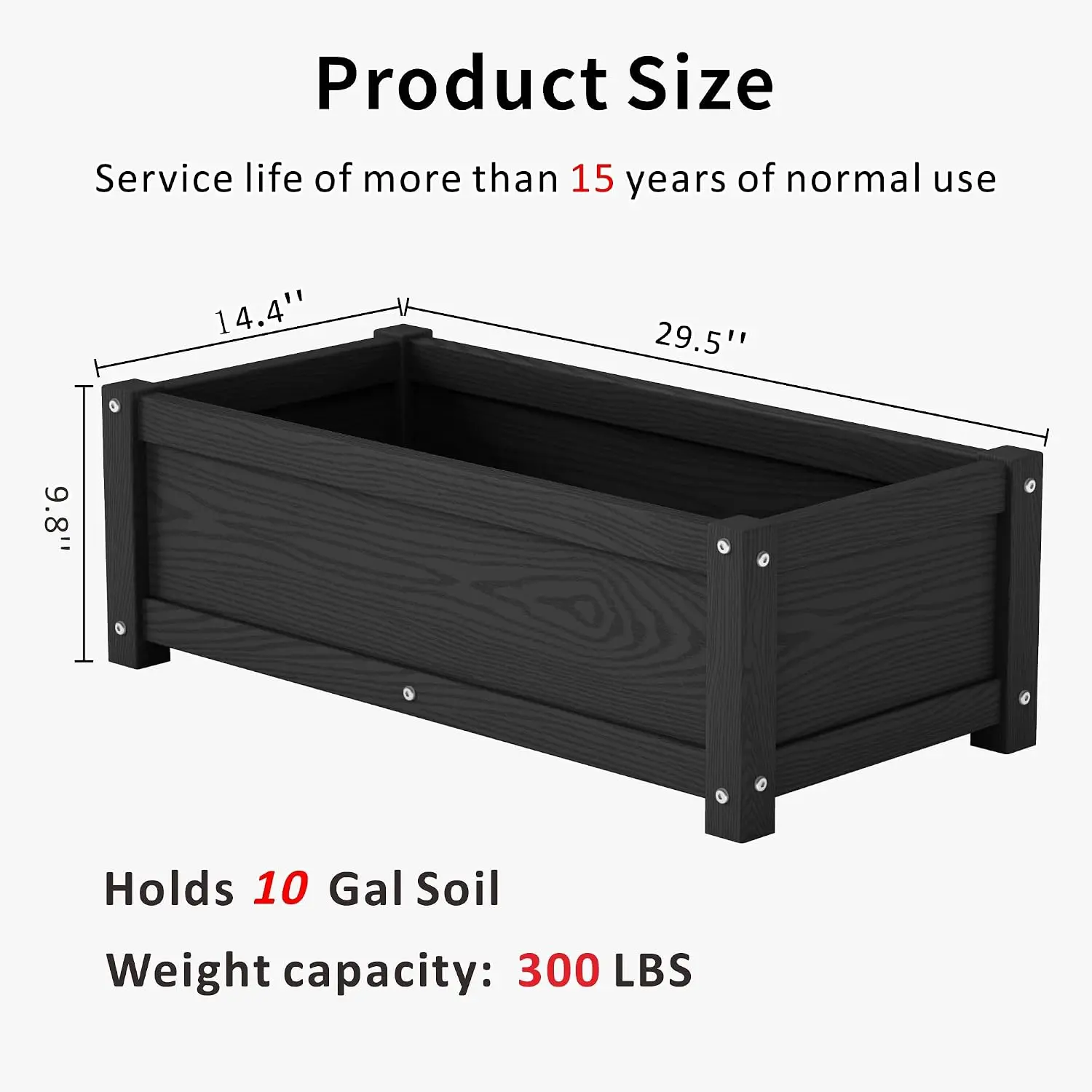 HDPE Raised Planter Box Outdoor,Rot-Resistant and Non-Cracking,Small Raised Beds for Gardening 29.5 * 14.4 * 9.8 in for Yard,Law