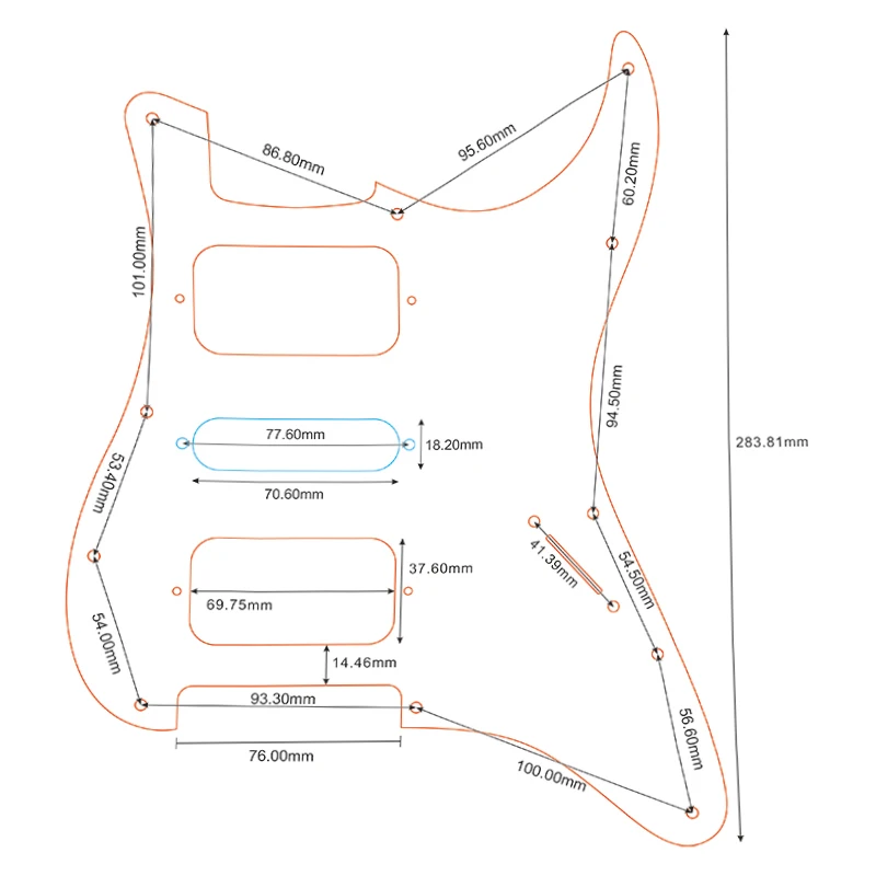 For USA\\Mexico Fd Strat 11 Screw Holes HSH Two Deluxe Humbuckers Single St Guitar Pickguard No Control Hole Scratch Plate