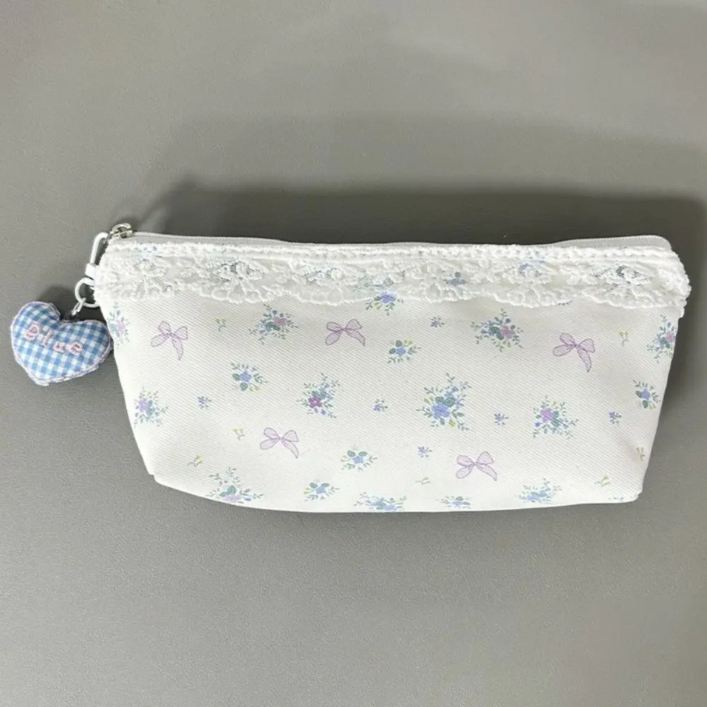 High Quality Lace Bowknot Floral Pattern Pen Bag Large Capacity Multifunctional Pencil Case Stationery Bag School Office