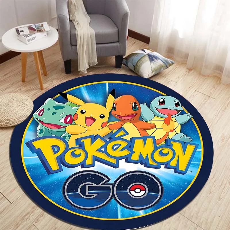 

Ковер для любителей японского аниме с принтом Пикачу, круглый коврик для спальни, гостиной, дивана, детской комнаты, декоративные коврики для больших площадей