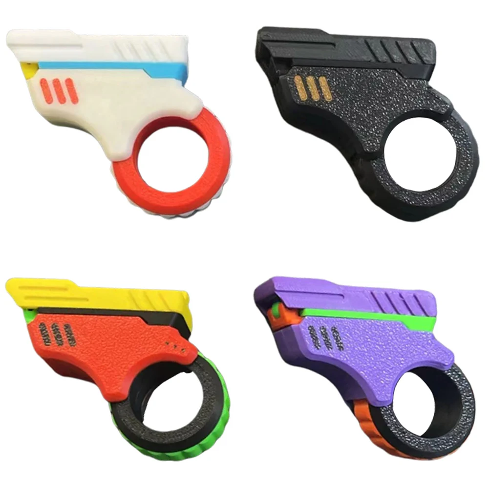 3D Printed EDC Soothing Spinner Stress Relief Toys Gun Shape Fidget Ring Adult Fidget Toys for Anxiety and ADHD Sufferers