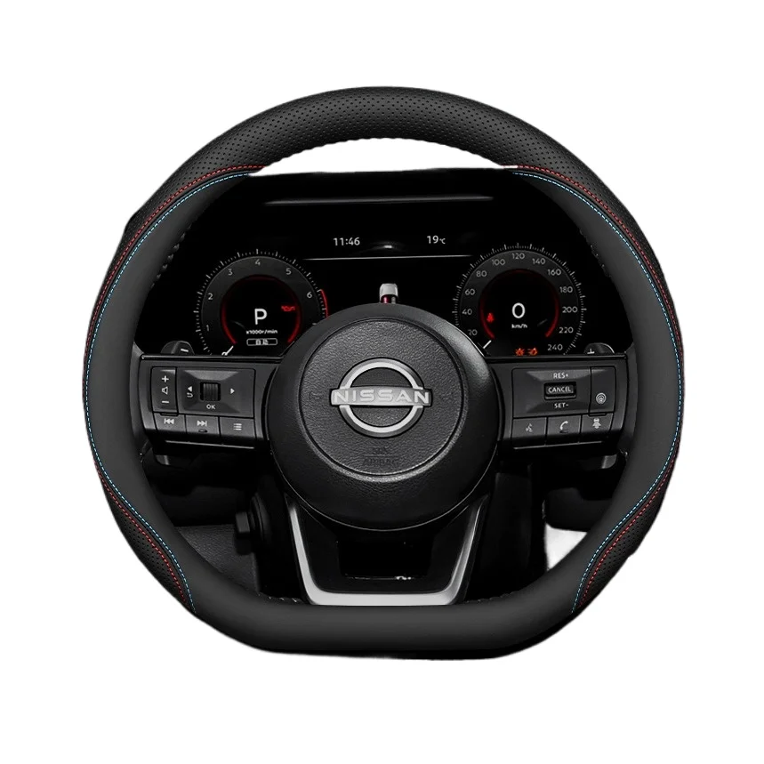 Leather Car Steering Wheel Cover for Nissan Sentra Versa Kicks Qashqai Xtrail Juke Terra 2025 2026 Accessories view 6