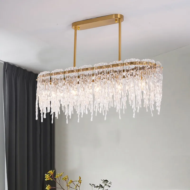 

Light luxury glass chandelier personality creative long-shaped restaurant exhibition hall club bar decorative chandelier