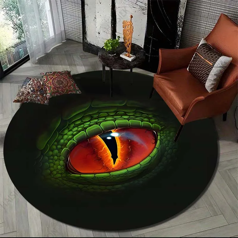 5 Sizes Eyeball Art Print Round Carpet for Living Room Rugs Flannel Anti-Slip Rugs for Bedroom, Sofa Creative Doormat Play Mat