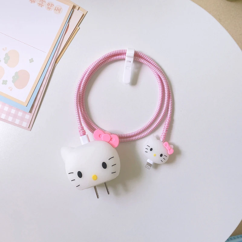 Sanrio Hello Kitty Data Cable Protective Case Anime Cinnamoroll Kuromi Melody Cute Charger PVC Protective Sleeve Christmas Gifts