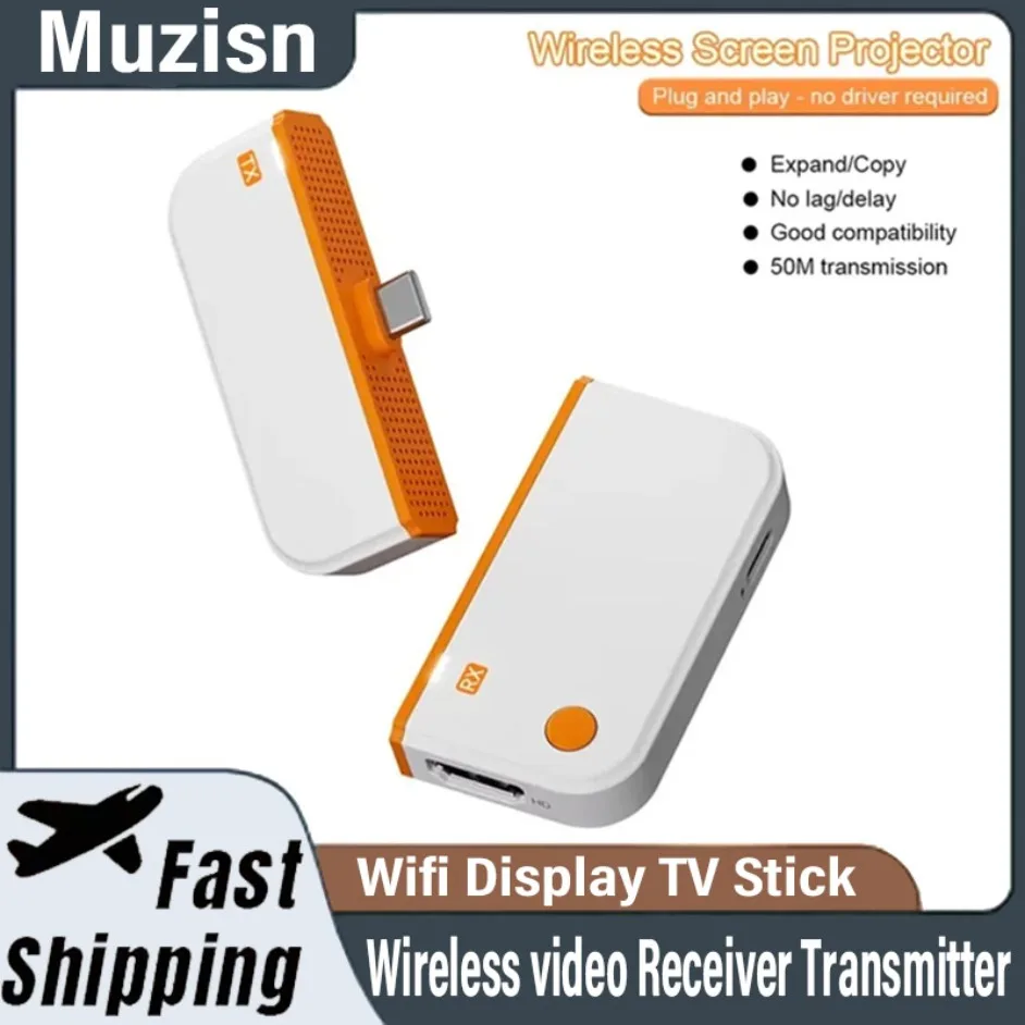 

50 м тип C беспроводной видеопередатчик приемник HDMI-совместимый адаптер-удлинитель ТВ-ключ для ноутбука ПК телефон ТВ монитор