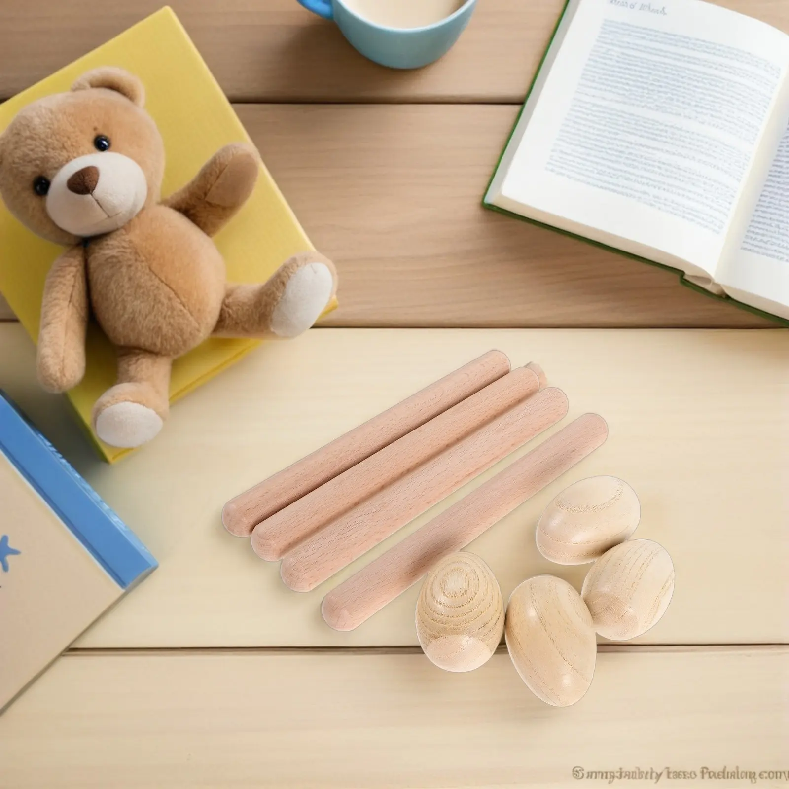 1 Juego de Instrumentos Orff para Niños, Baquetas de Madera de 8 Pulgadas, Claves de Madera y Huevos de Percusión, Set de Percusión Musical Portátil