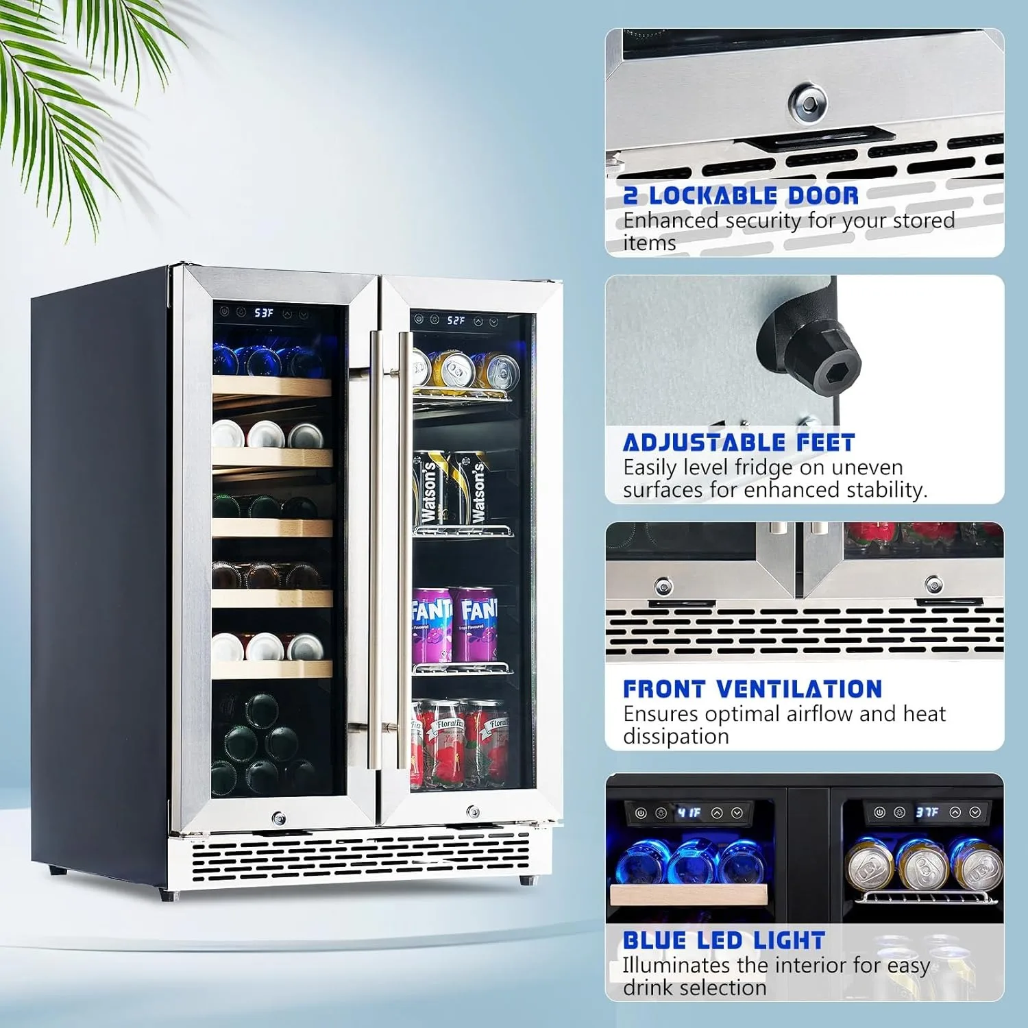 

24-Inch Dual Zone Beverage Cooler, Glass Door, Freestanding & Under Counter, Wine & Beer, Custom