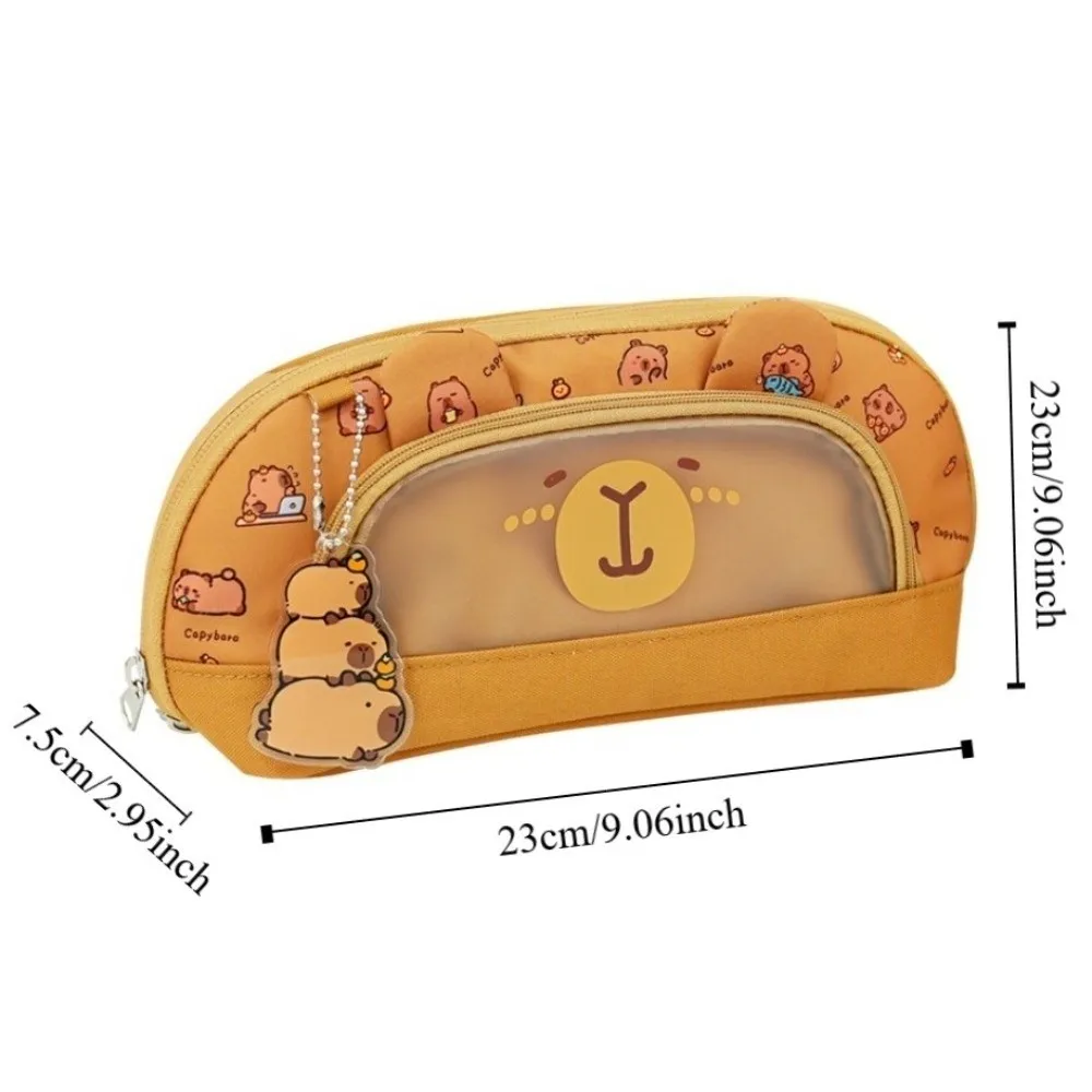 Kawaii Animal Capybara Etui Grote Capaciteit Leuke Hanger Briefpapier Potlood Tas Desktop Opslag Rits