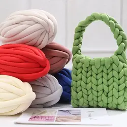 Hilo grueso súper voluminoso para tejer a mano, bolsa de lana suave, hilo gigante coreano para mujer, bolso de mano de algodón grande para mujer