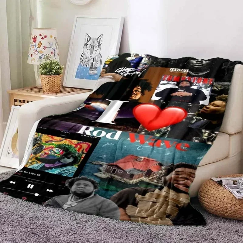 Hip Hop Rapper Blanket Rod Wave Flannel Blanket Soft Warm Throw Bedroom Decor Napping Couch Sofa Bed Chair Cover for Boys Girls