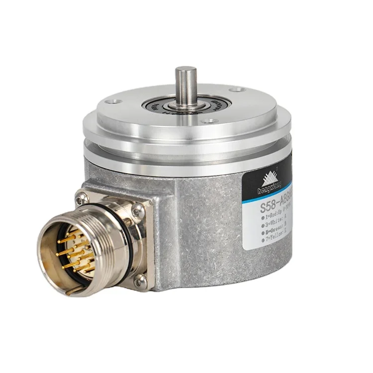 S58 58mm Solid Shaft Incremental Encoder 6/8/10mm External Dimension M23 Socket IP65 Protection up to 23040P/R DC5V-30V