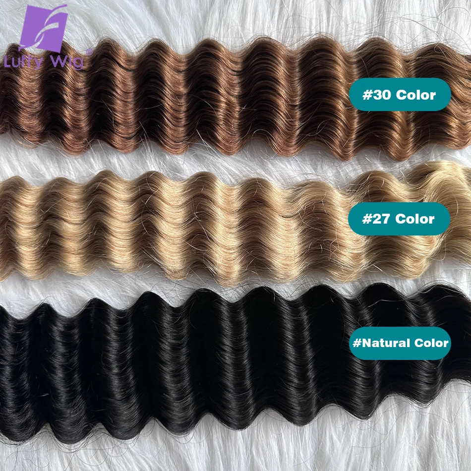 Cabelo humano em massa para trançar, cor mista, duplo desenhado, onda profunda completa, extensões de cabelo para trançar, 30 cores, 27 cores, 4