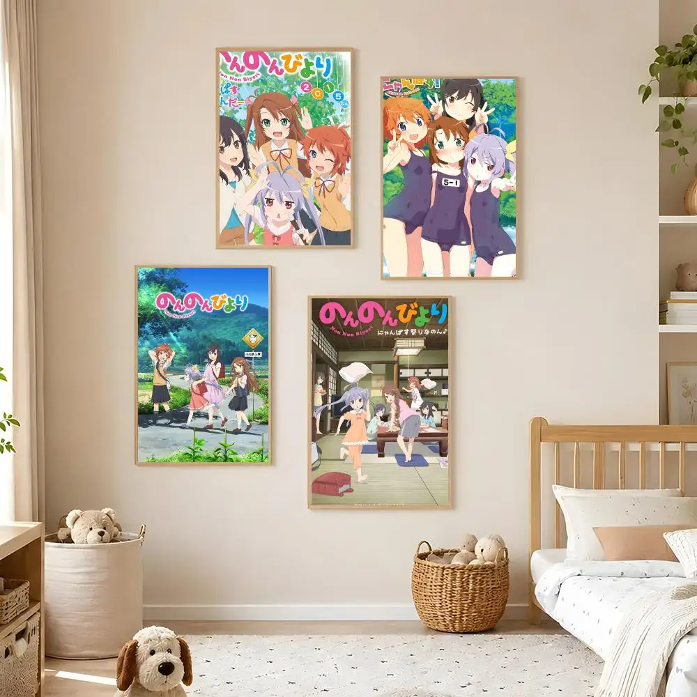 Anime Non Non Biyori Poster Poster HD Waterproof PP Self-Adhesive Removable Wall Art for Bedroom   Decor Gift