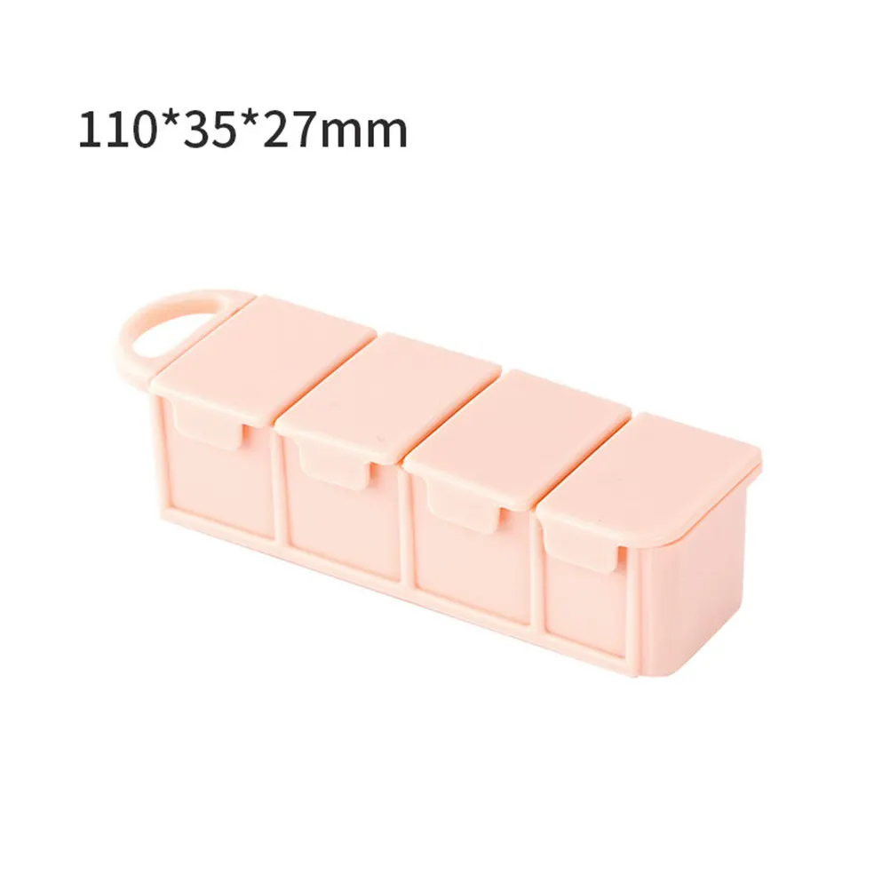 

Портативный пластиковый контейнер для хранения лекарств с 4 отделениями, органайзер для еженедельного приема таблеток, дорожный диспенсер, 1 шт.