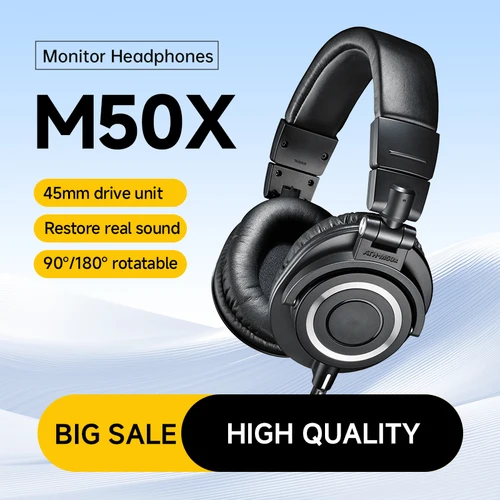 ATH-M50X Auriculares de monitoreo de estudio profesionales con controladores de 45 mm para un sonido claro y un aislamiento superior
