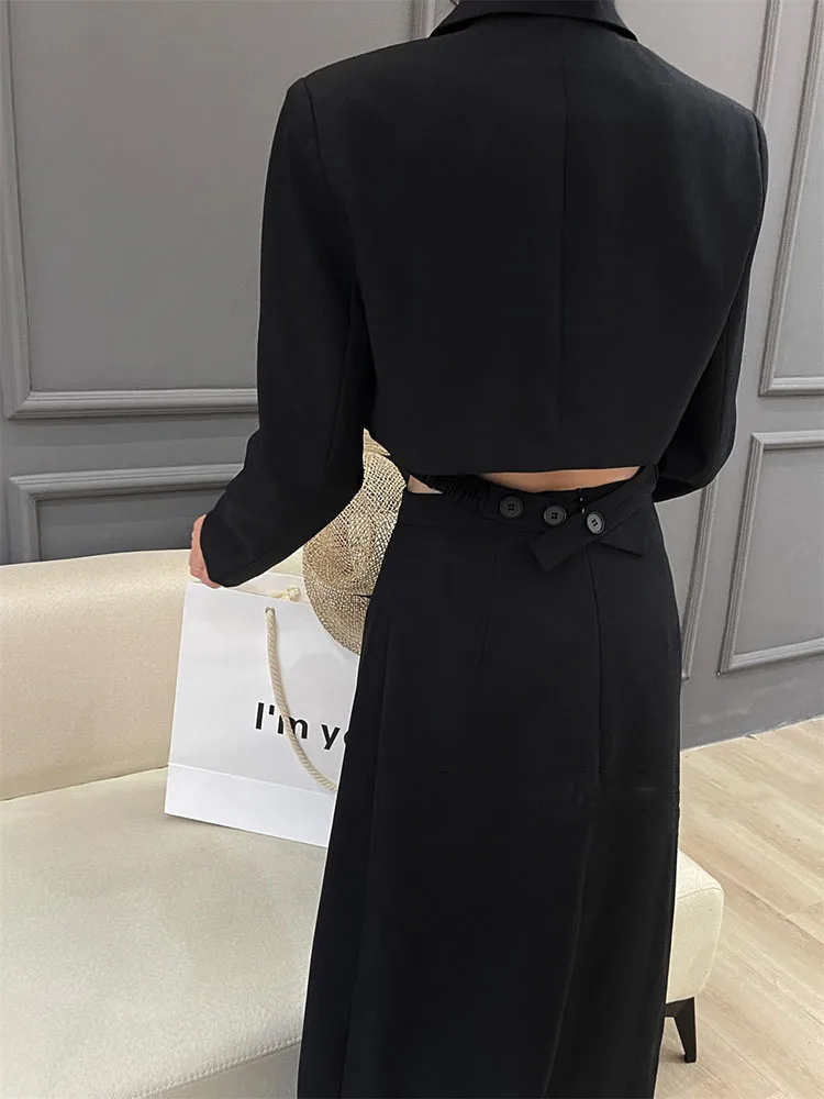 سترة بدلة بدون حمالات مستوحاة من تصميم TLXT مجموعة أزياء تنورة طويلة راقية للنساء ملابس ربيع 2025 XK1083