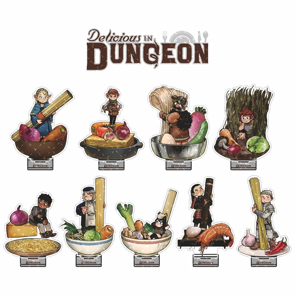 Delicious in Dungeon 15cm Food Theme Chibi Acrylic Stand Figure Keychain Anime Tabletop Decor Collectible Ornament Gift for Fans