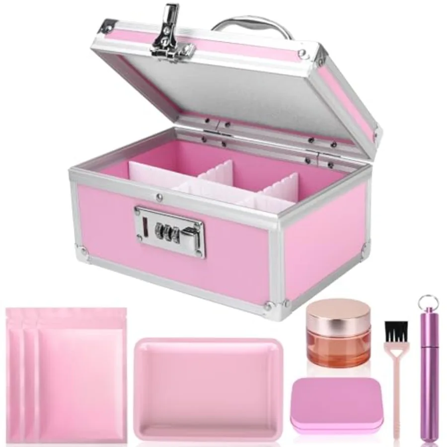 

Travel Smell Proof Safe Locking Box With 6 PCS Accessories Premium Medicine Organizers Case Childproof Pill Box Organizer Lock