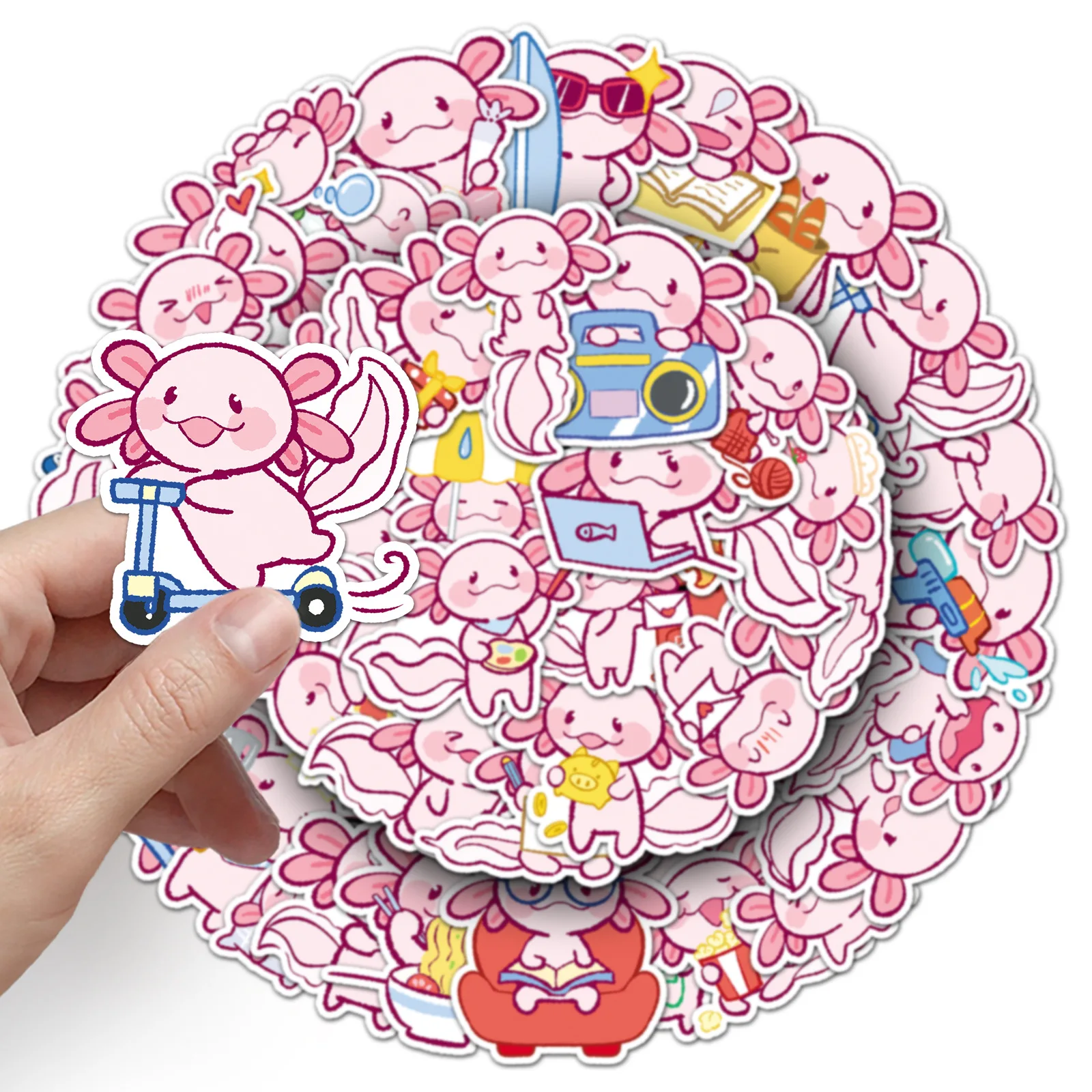 50 pezzi carino salamandra personalità quotidiana dei cartoni animati divertenti graffiti adesivi decorativi tazza d'acqua frigorifero giocattoli decorativi