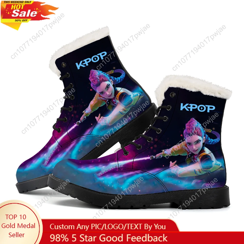 

KPop Demon Hunters Rumi Plush Boots Mens Womens Winter Outdoor Casual Boot Light Couple High quality Customize Boots